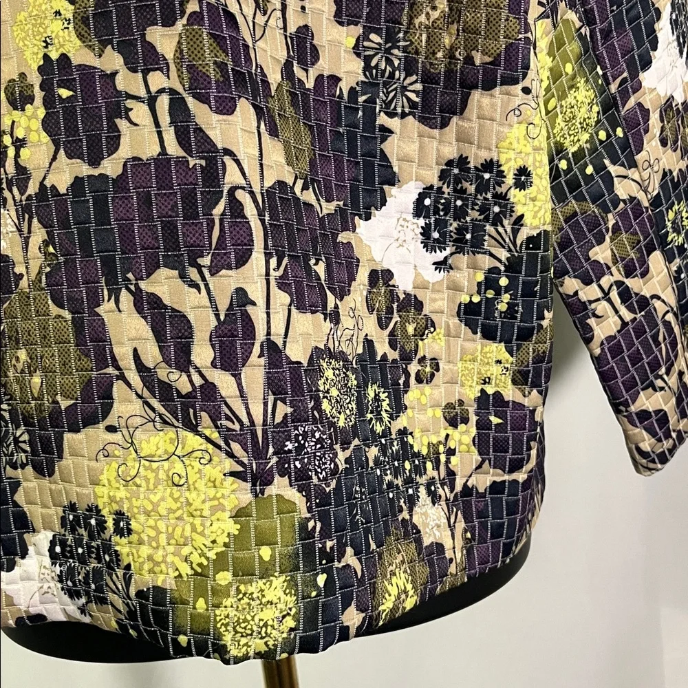 Christopher & Banks Multicolor Floral Print 3/4 Sleeve Button Front Jacket - Picture 14 of 16